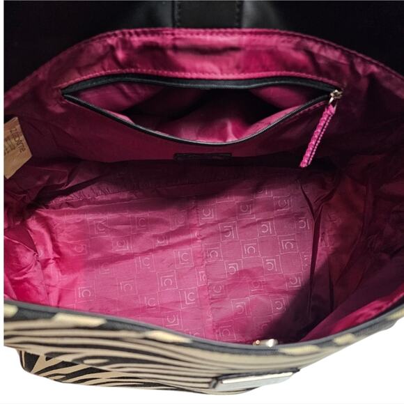 Liz Claiborne Tote Fabric Large Zebra Print Bag Double Handles Snap Closure - Picture 6 of 9